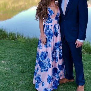 Pink and Blue Floral Dress